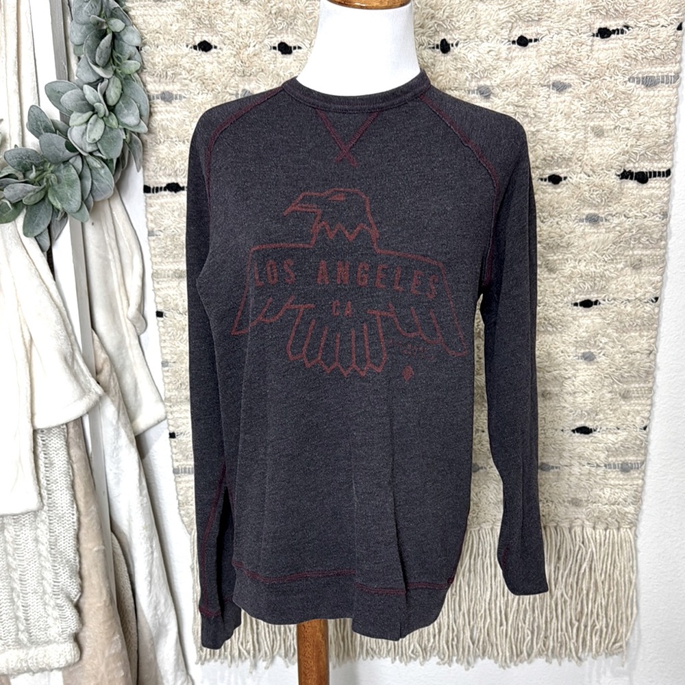 Junk Food Clothing grey Los Angeles eagle Crewneck Sweatershirt size M